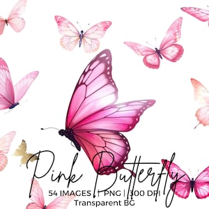 Farfalla PNG Farfalle rosa Clipart Acquerello Farfalla primaverile Clip art Pacchetto per arredamento, design, stampa, invito, decorazione, arte murale immagine 1
