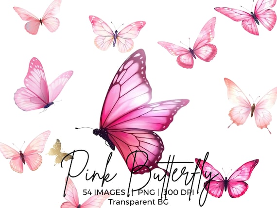 Butterfly PNG Pink Butterflies Clipart Watercolor Spring Butterfly Clip art Bundle for decor, design, Print,Invitation,decor,wallart