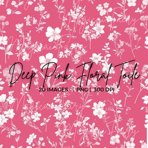 Pink Floral Toile de Jouy Seamless Pattern: Nursery Wallpaper design, Pink Digital Paper, Grand Millennial png, Digital Download