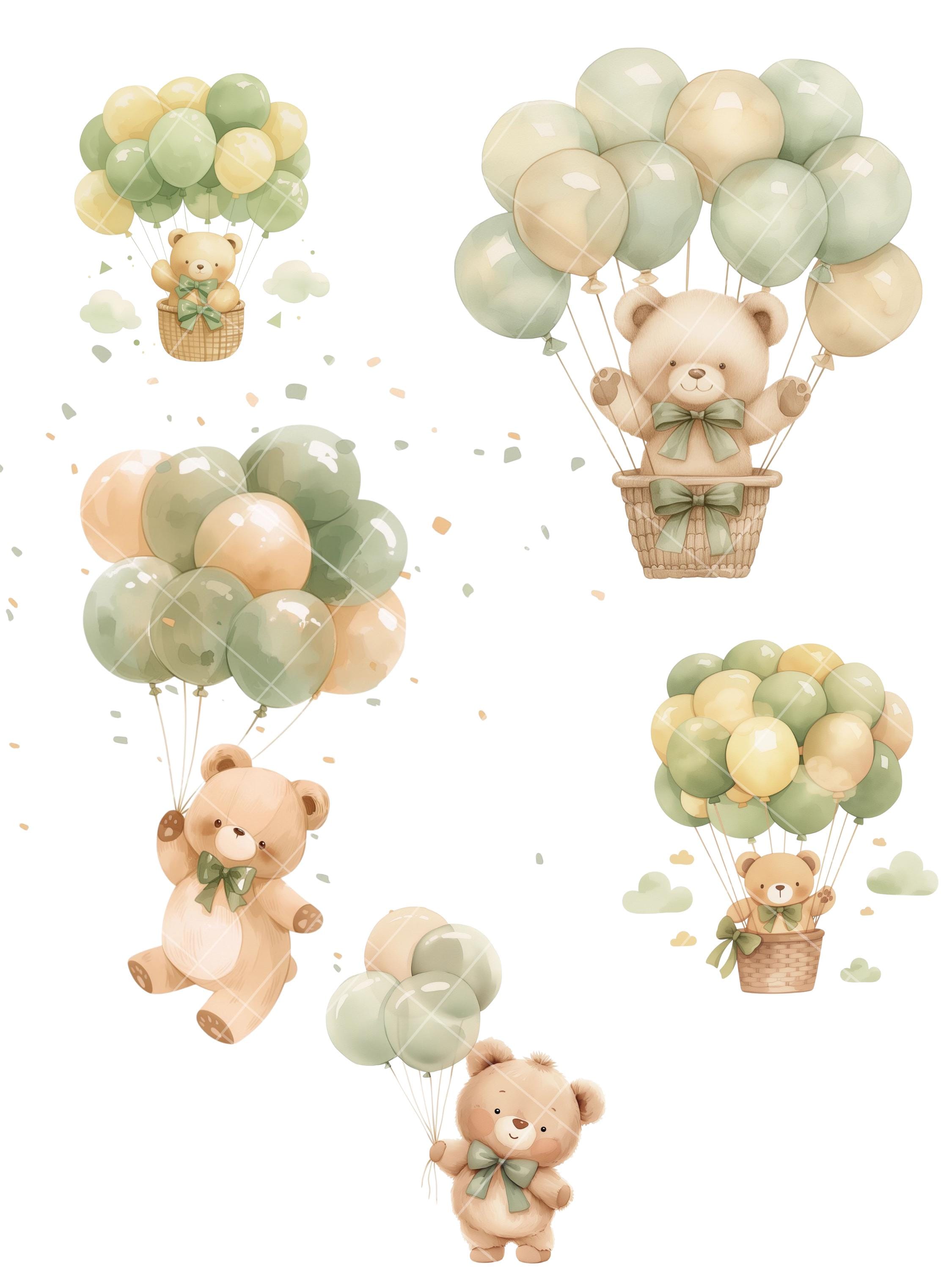 Cute Sage Green Teddy Bears Clipart Bundle Watercolor Bear PNG, Cute ...