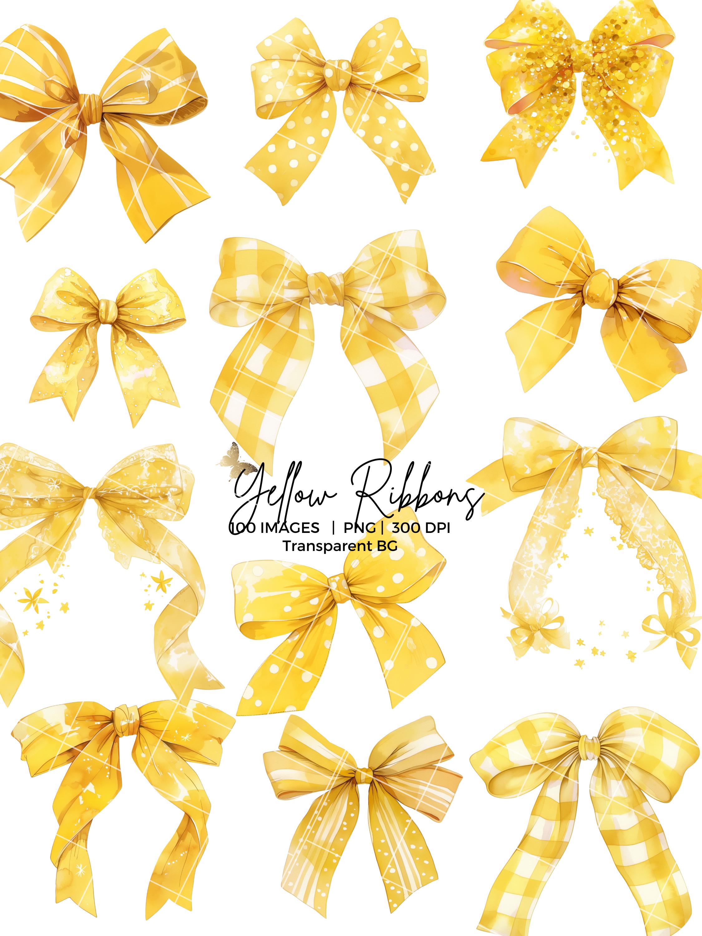 Yellow Ribbon Ribfest Yellow Ribbons PNG Clipart Bundle Watercolor Yellow Ribbons PNG ...
