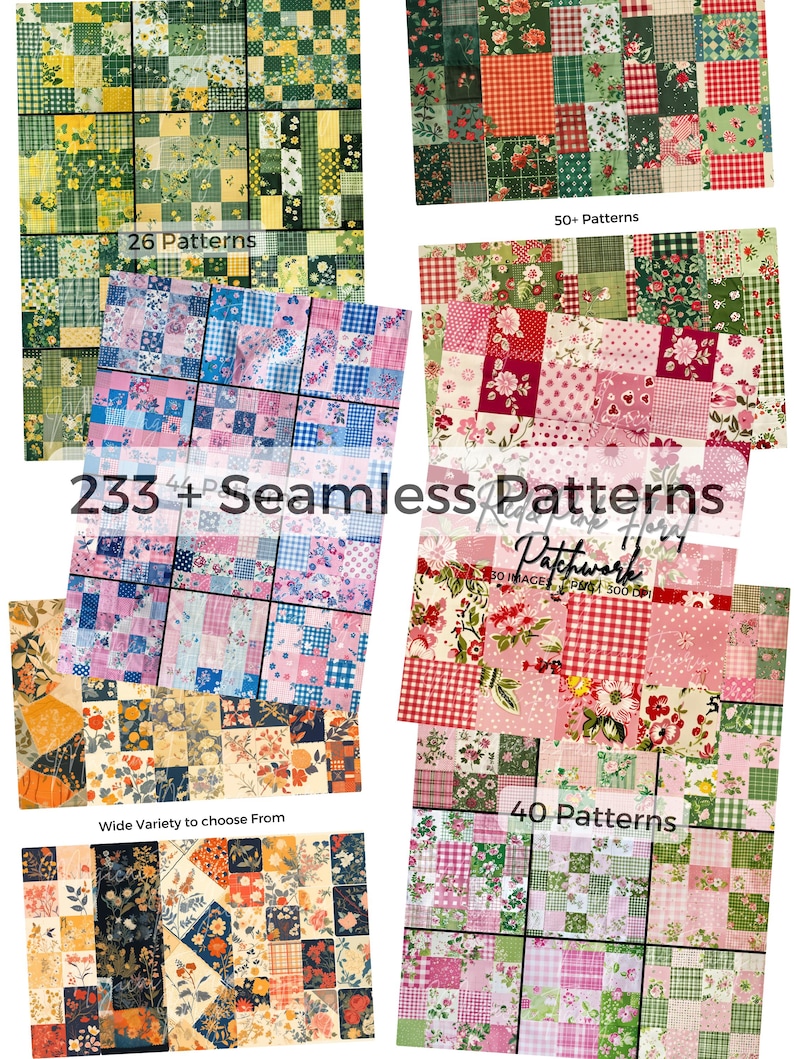 Mega Bundle of Floral Patchwork Seamless Patterns, Floral Grand ...