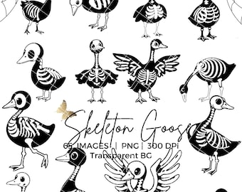 Esqueleto de ganso PNG Esqueleto de ganso de Halloween Lindo ganso espeluznante Divertido paquete PNG para sublimación Camiseta PNG, Impresión de calcomanías, Invitación, Tazas
