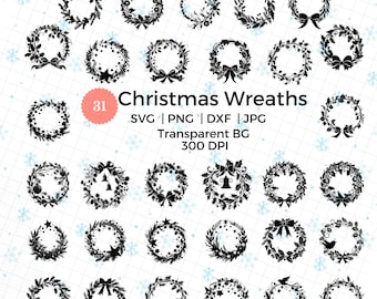 Christmas Wreaths Svg png clipart bundle, christmas floral wreaths for christmas cards, gift tags, ornaments, mugs, shirts, decor,sweatshirt