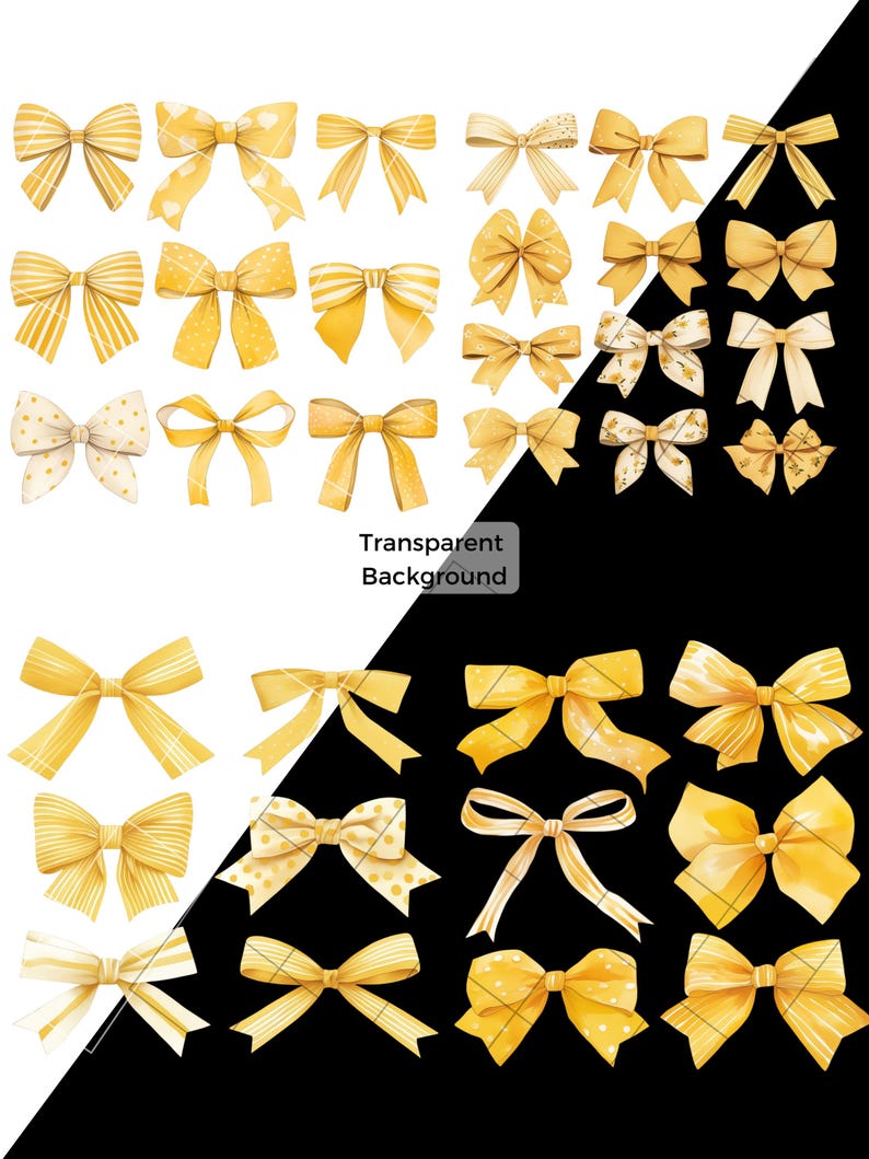 Yellow Ribbons PNG Clipart Bundle Watercolor Yellow Ribbons PNG ...