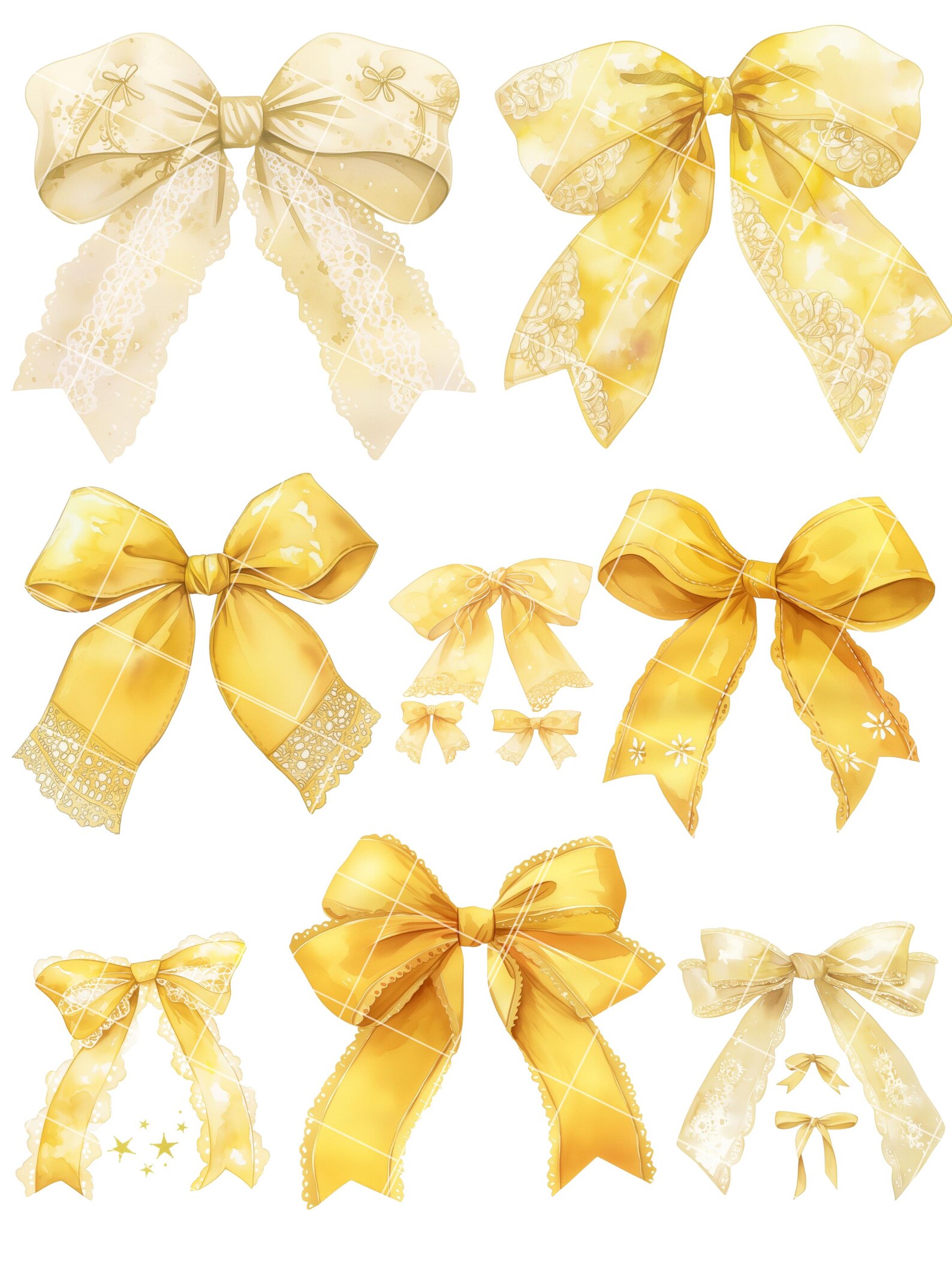 Yellow Ribbons PNG Clipart Bundle Watercolor Yellow Ribbons PNG ...