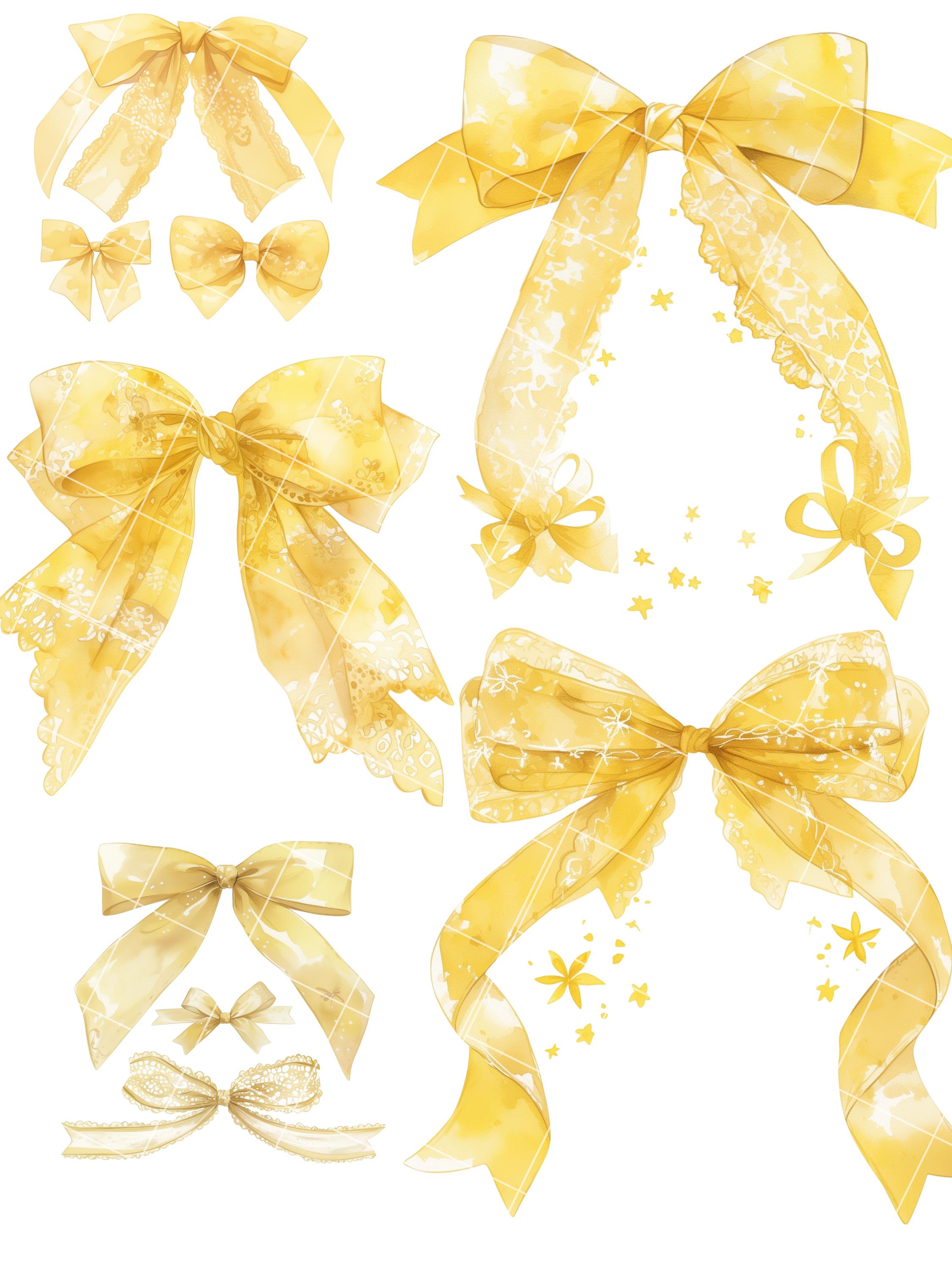 Yellow Ribbon Ribfest Yellow Ribbons PNG Clipart Bundle Watercolor Yellow Ribbons PNG ...