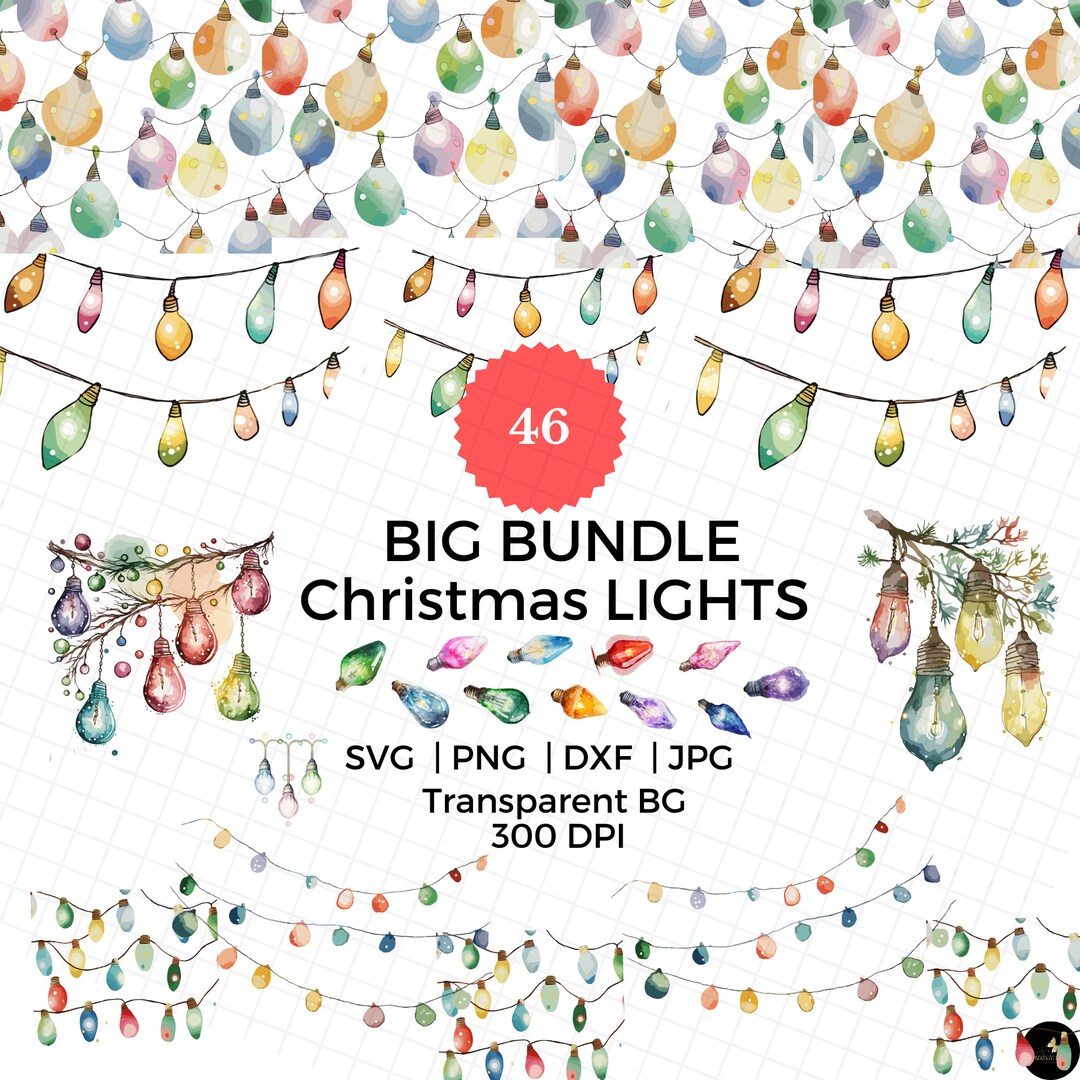 Christmas Lights Svg Fairy Lights SVG Png Clipart Bundle Etsy