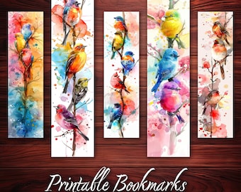 Vogel aquarel bladwijzers set van 10 bladwijzers voor boekenliefhebbers of lezers bladwijzer mooie DIY deco cadeau-idee direct downloaden Love to Read
