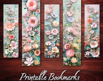 3D Bookmark Spring Flower Set of 10 for Book Lover or Reader DIY Instant Download Gift Idea Floral Spring Bookmark for Book Club