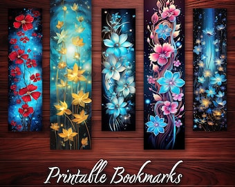 Flower Bookmark Printable Fantasy Bookmark for Book Lover Printable Bookmark Set Digital Bookmark Gift for Print Bookmark for Book Reader