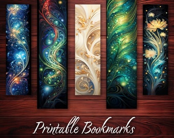 Bookmark Set of 10 Printable Bookmark Beautiful Abstract Bookmark Fantasy Design for Book Lovers or Reader Perfect Gift Idea for Bookworm
