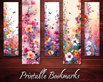 Bookmark Printable Set of 10 Floral Butterfly Bookmarks Digital Download DIY Gift Idea for Book Lover or Reader Spring Decoration for Book