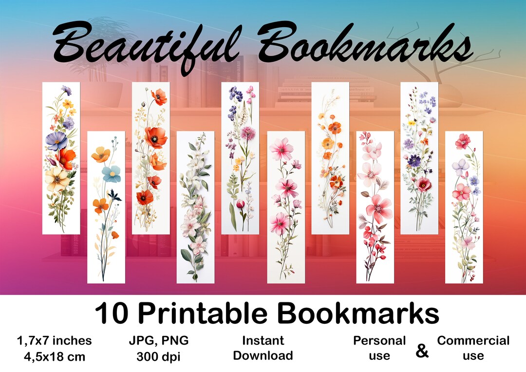 10 X Bookmarks Digital Bookmark for Booklovers Printable Bookmark Set ...