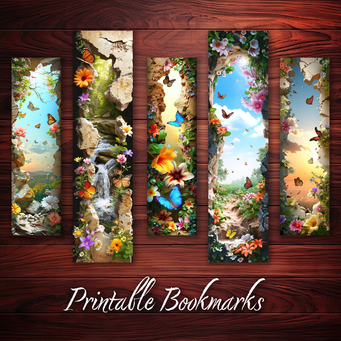 Spring Bookmarks Diy 3D Bookmark Cracked Hole Spring Flowers & Butterflies Bookmarks ...