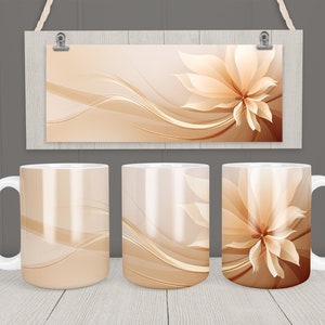 Flower Mug wrap 11oz & 15oz Mug Template Abstract Flower Mug Sublimation Design Instant Digital Download Coffee Mug Design Free gift