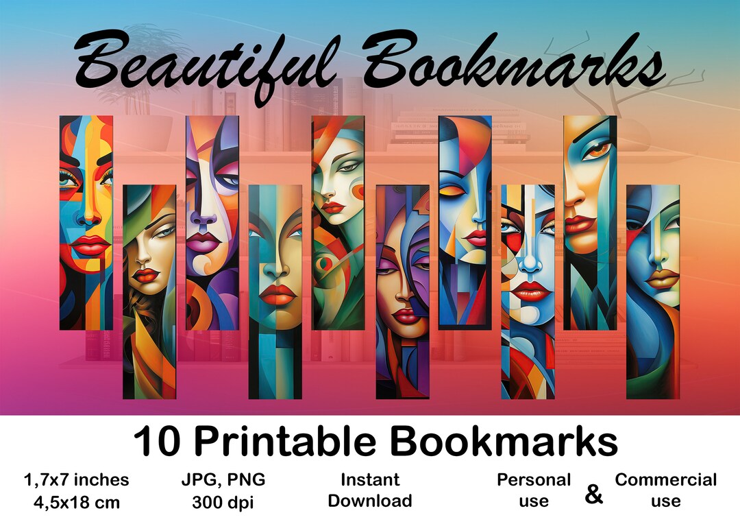 Woman Bookmark Printable Abstract Woman Painting Bookmark for Book ...