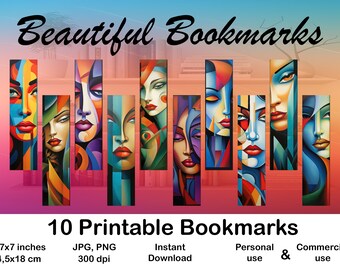 Woman Bookmark Printable Abstract Woman Painting Bookmark for Book Lover Printable Bookmark Set Digital Bookmark for Print Bookmark Lady