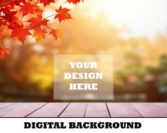 Background Mockup Fall Backdrop Digital Autumn Background Product Mockup Background Wooden Table Mockup Wallpaper Photo Digital Background