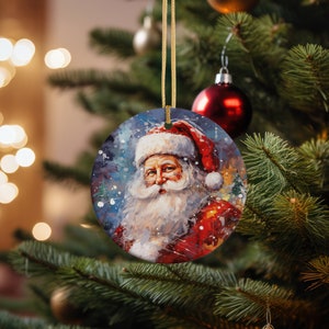 Ornement de Noël Téléchargement numérique Sublimation Design Ornement rond de Noël Ornement de Noël du Père Noël PNG Décoration de Noël