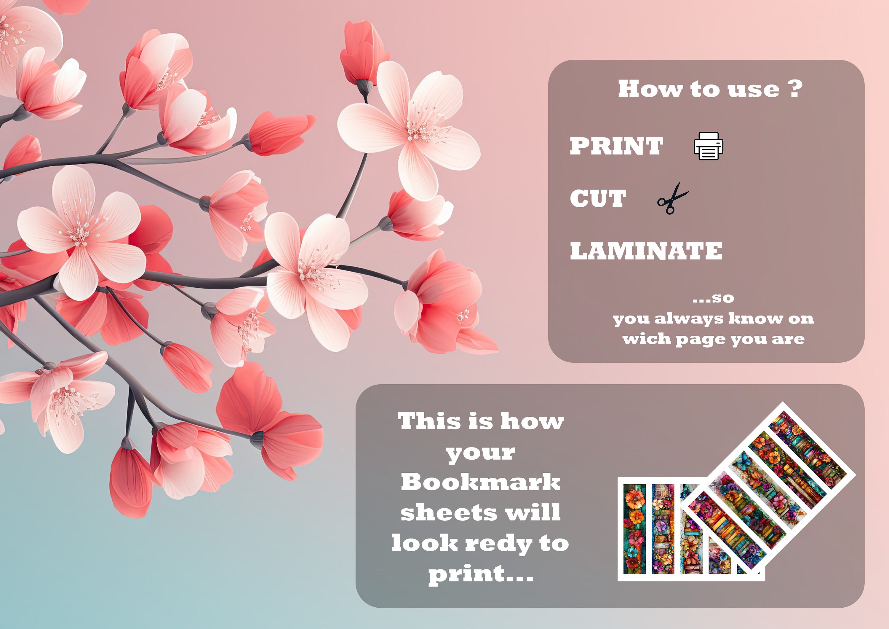 Books and Colorful Flowers Bookmarks Alcohol Ink Art Set of 10 ...