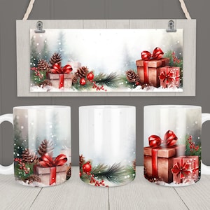 Winter Mug wrap 11oz & 15oz Mug Template Christmas Mug Sublimation Design Instant Digital Download Coffee Mug Design Free gift