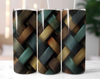 Luxury 3D Woven Tumbler Wrap PNG 20oz 30oz Skinny Abstract Metallic Seamless Straight Tapered Design