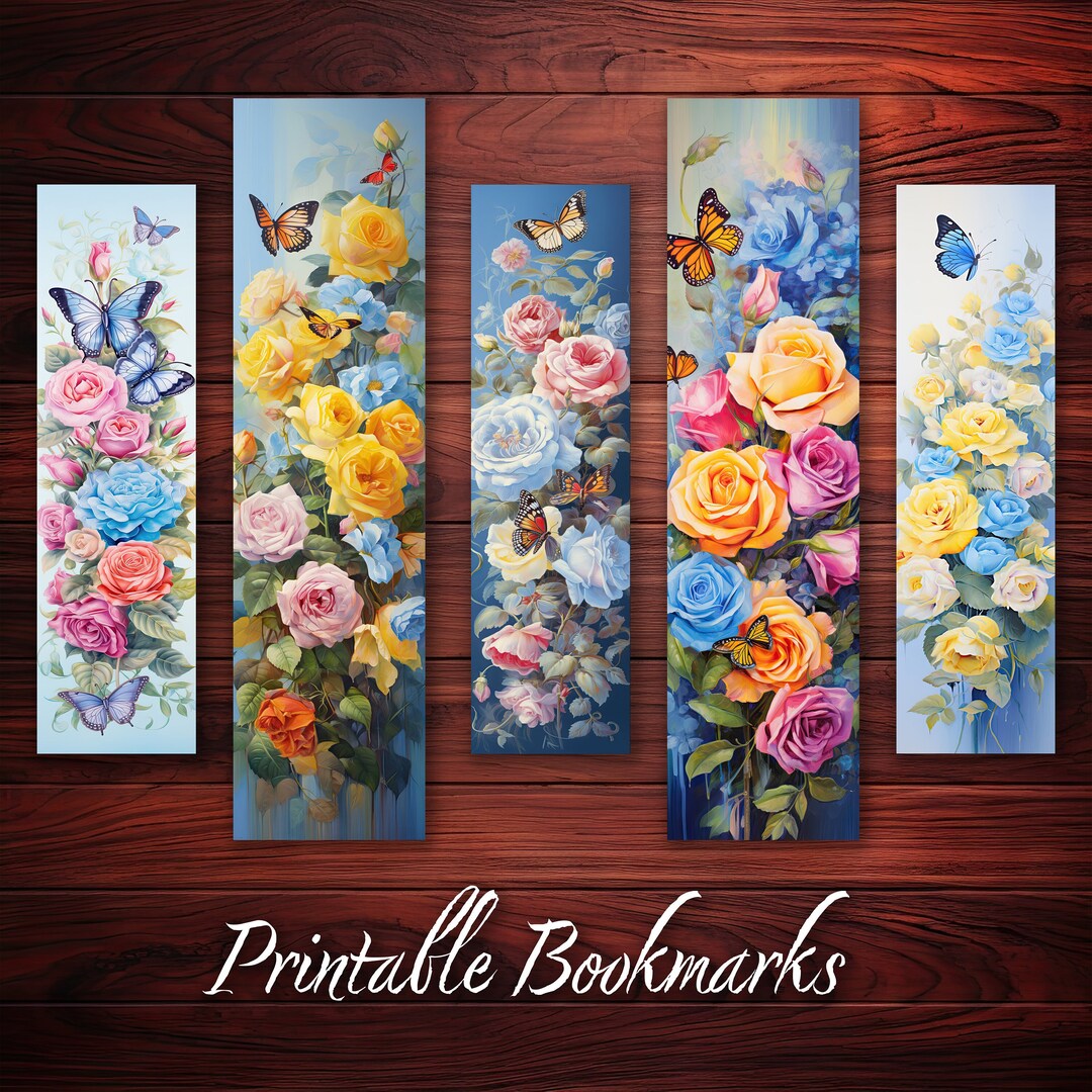 Butterfly Bookmarks Digital Flower Bookmark for Book Lover Printable ...