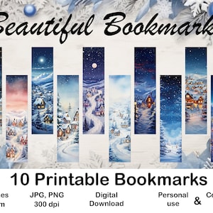 Winter Printable Bookmark for Book Lover Printable Bookmark set digital Bookmark Gift for Print Bookmark Winter Christmas Book Reader Gift