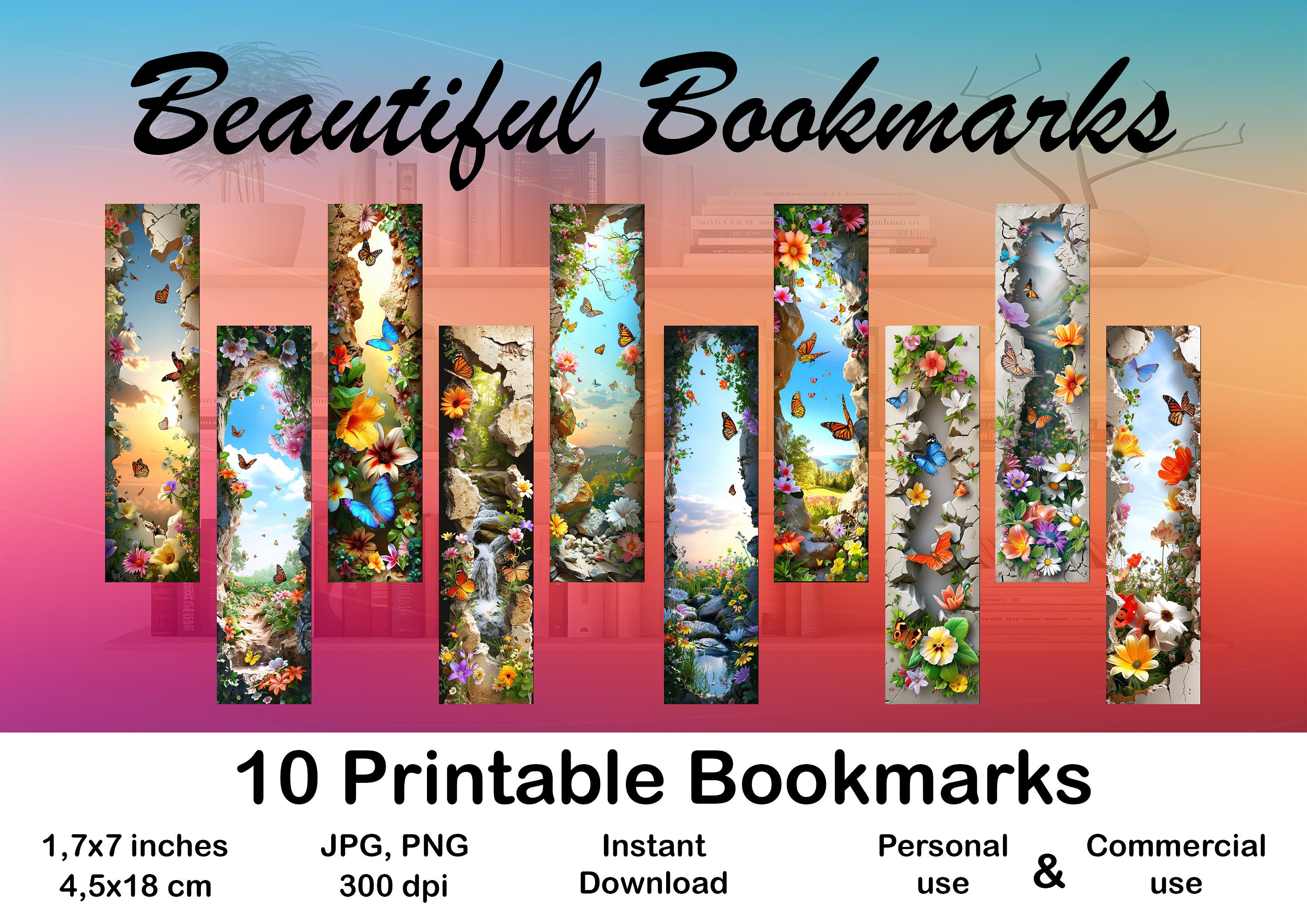 Spring Bookmarks Diy 3D Bookmark Cracked Hole Spring Flowers & Butterflies Bookmarks ...