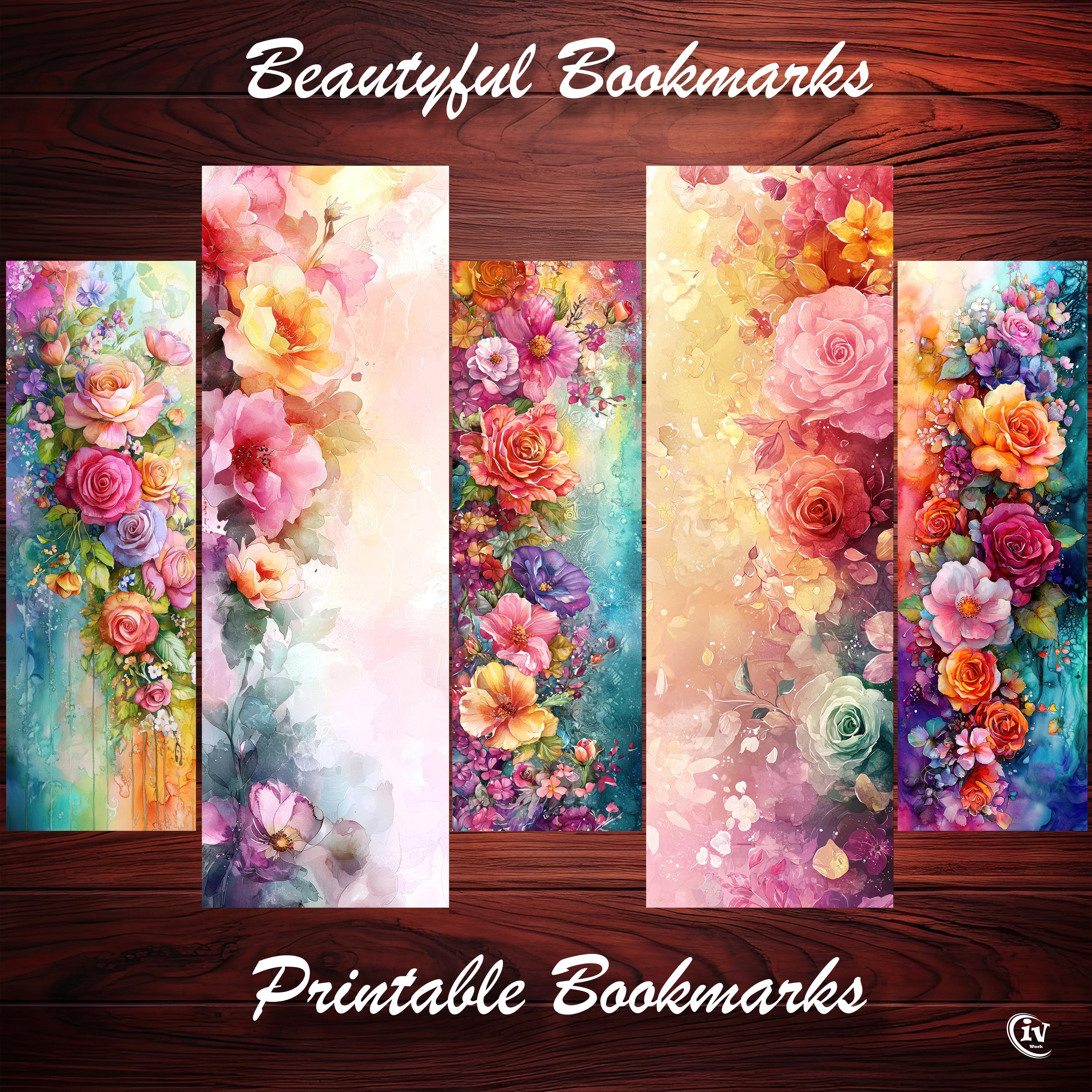 Floral Printable Bookmarks Set of 10 Beautiful Decorative Bookmark for ...