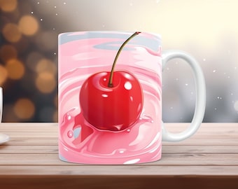 Kirsche Becher wickeln 11 Unzen 15 Unzen Becher wickeln Sublimation Kirsche Becher Sofortiger digitaler Download PNG Deco Kaffeetasse wickeln Kirsche + Gratis Geschenk