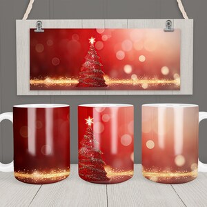 Winter Mug wrap 11oz & 15oz Mug Template Christmas Tree Mug Sublimation Design Instant Digital Download Coffee Mug Design Free gift