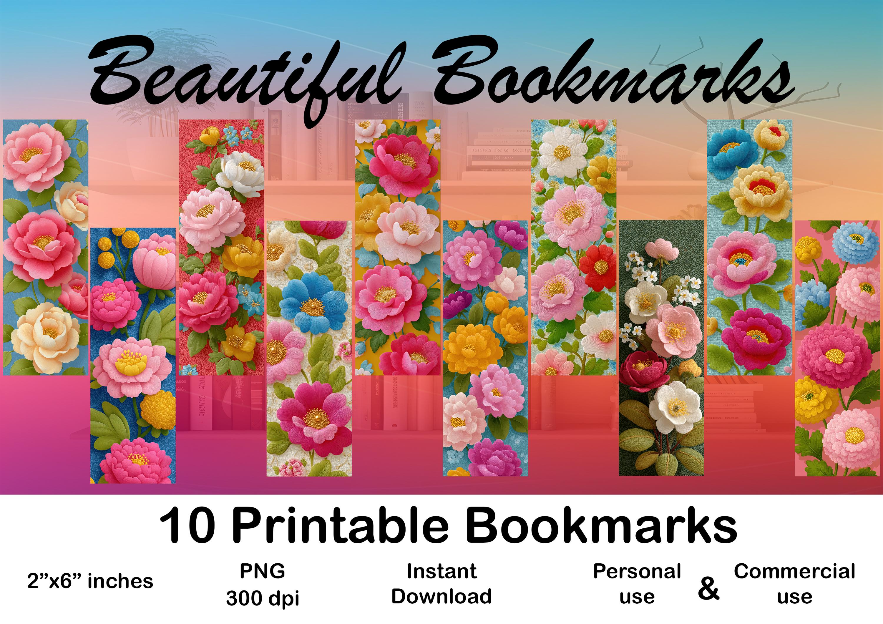 Printable Vintage Floral Bookmark Set Decorative Bookmark Book Lover ...