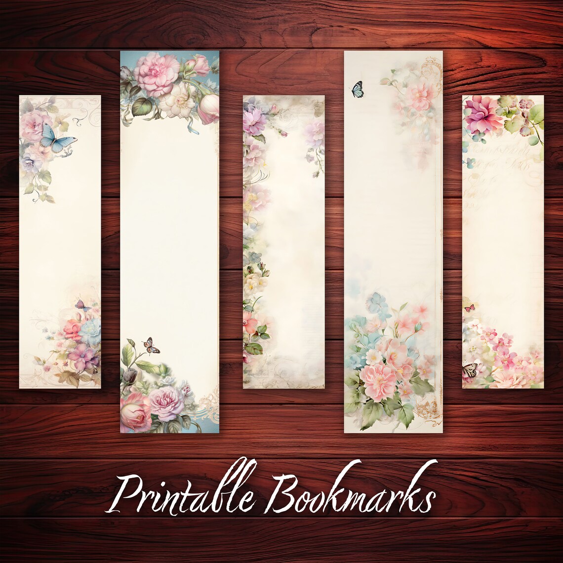 Bookmark Printable Vintage Flower Bookmark for Book Lover Printable ...