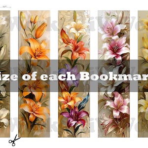 Beautiful Lilies Printable Bookmarks Set of 10 Book Lover Gift DIY Book ...
