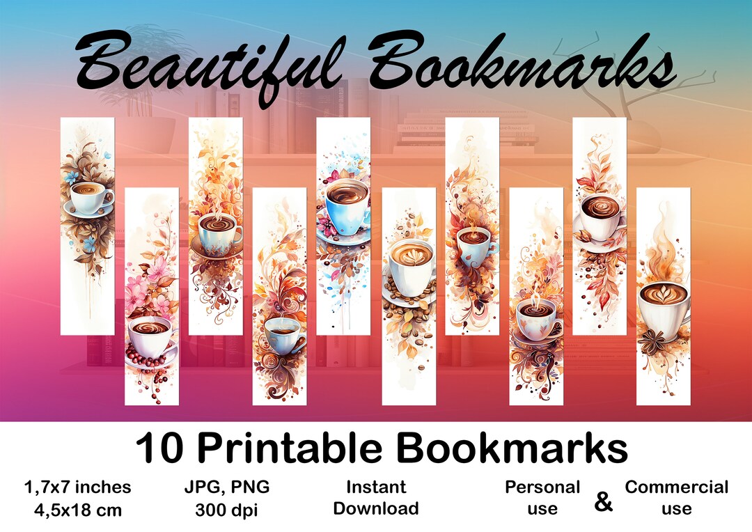 10 X Bookmark Digital Bookmark for Book Lover Printable Bookmark Set ...
