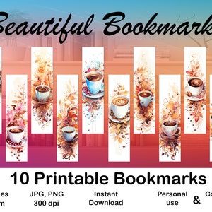 10 X Bookmark digital Bookmark for Book Lover Printable Bookmark set digital Bookmark gift for Girl Bookmark Watercolor Style Bookmark Gift