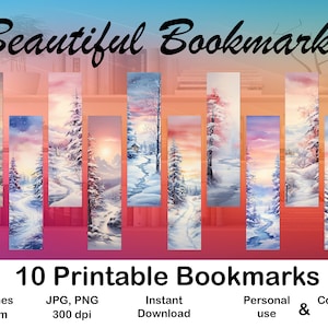 Winter Printable Bookmark for Book Lover Printable Bookmark set digital Bookmark Gift for Print Bookmark Winter Christmas Book Reader Gift