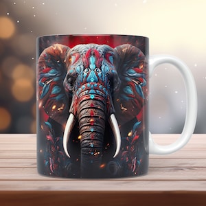 Elephant Mug Wrap 11oz & 15oz Mug Template Elephant Mug Sublimation Design Instant Digital Download Coffee Mug Wrap Template + Free gift