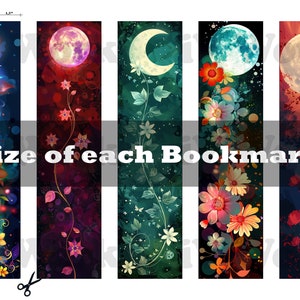 Flower Moon Bookmark Printable Set of 10 for Book Lover or Reader DIY ...