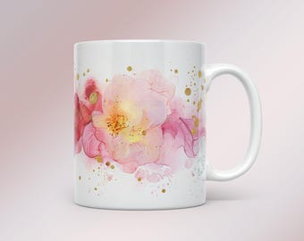 Floral Mug Wrap 11oz 15oz PNG Sublimation Design Instant Download DIY Gift Idea Deco Elegant Mug Wrap Vibrant Watercolor Flowers + Free Gift
