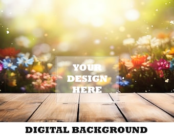 Achtergrond Mockup Bloem Achtergrond Digitale Lente Achtergrond Product Mockup Achtergrond Houten Tafel Mockup Wallpaper Foto Digitale Achtergrond