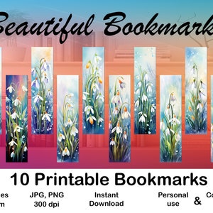 Snowdrop Bookmark Printable Flower Bookmark for Book Lovers Gift ...