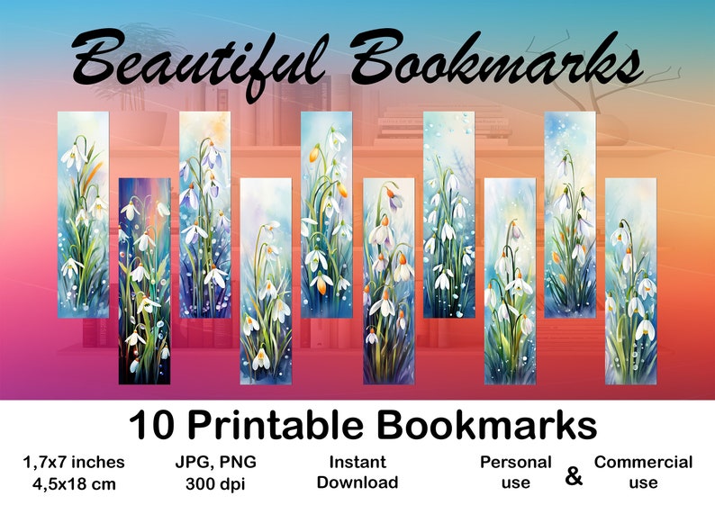 Snowdrop Bookmark Printable Flower Bookmark for Book Lovers Gift ...