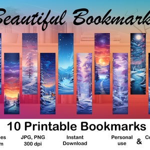 Winter Bookmark Printable Winter Bookmark for Book Lover Printable Bookmark set digital Bookmark Gift for Print Bookmark Winter Landscape