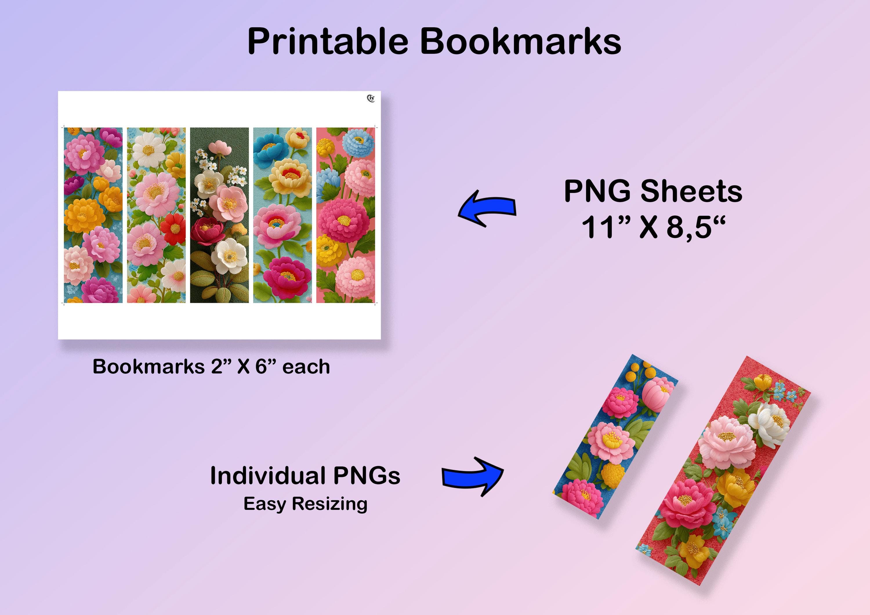 Printable Vintage Floral Bookmark Set Decorative Bookmark Book Lover ...