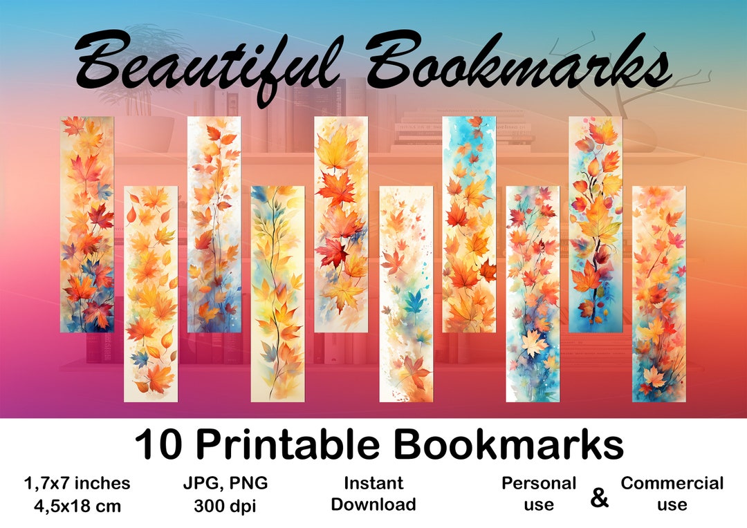 10 Bookmark Digital Bookmark for Book Lover Printable Bookmark Set ...