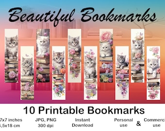 Bladwijzer Digitale Kitten Bladwijzer Afdrukbaar voor boekenliefhebber Afdrukbare bladwijzer Set Digitale bladwijzer Cadeau voor afdrukken Bladwijzer voor kattenliefhebber