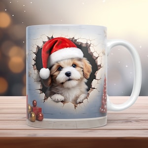 3D Puppy Mug Wrap 11oz & 15oz Mug Template 3D Puppy Mug Sublimation Design Instant Digital Download 3D Coffee Mug Wrap Template + Free gift